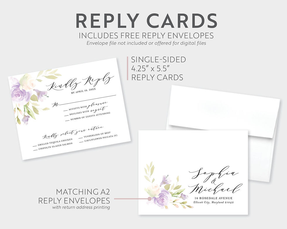 Thumbnail: Lavender and Greenery Boho Wedding Invitation Suite