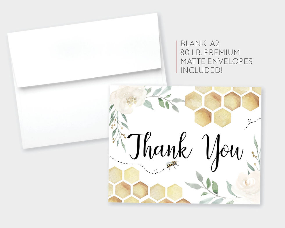 Thumbnail: Honeycomb Bee Greenery and Floral Thank You Card
