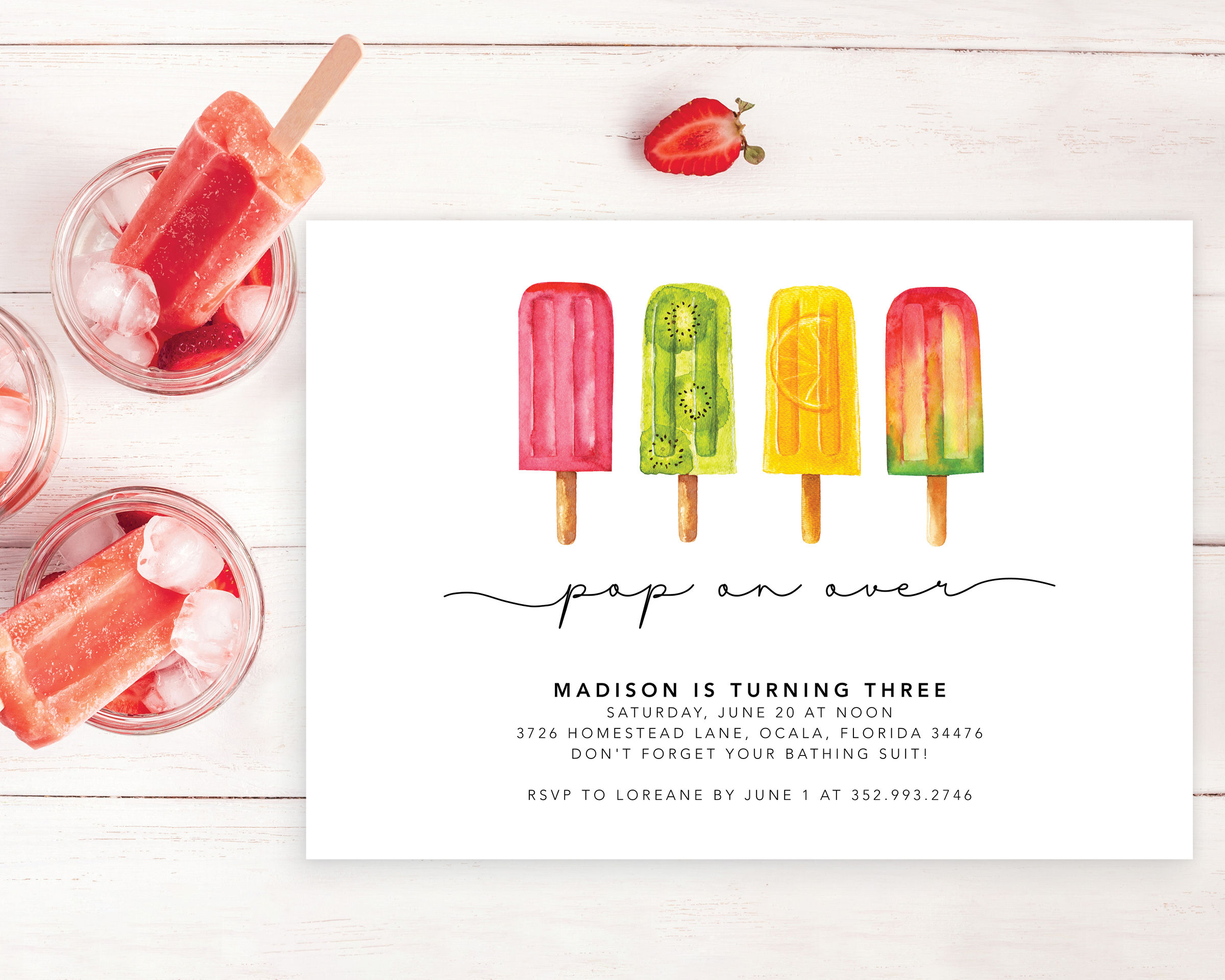 Summer Pool Party Bash Birthday Invitation
