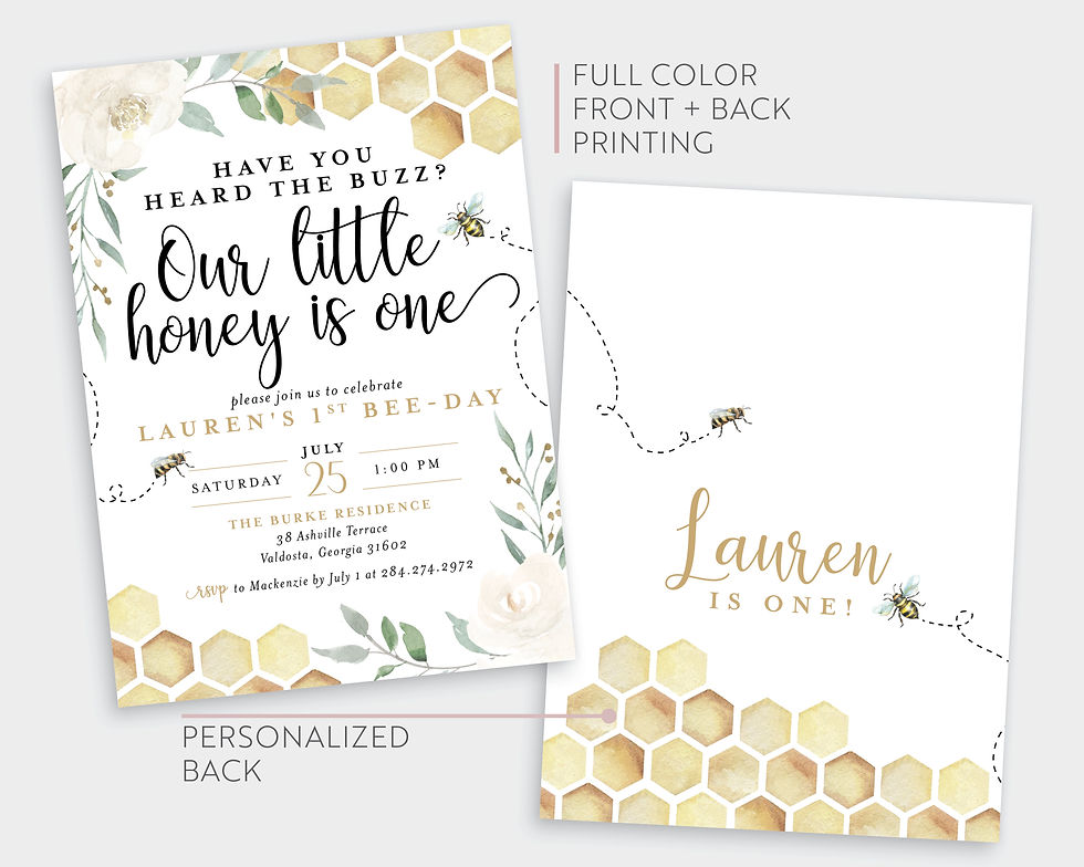 Thumbnail: Have you Heard the Buzz? Our Little Honey is ONE Bee Birthday Invitation