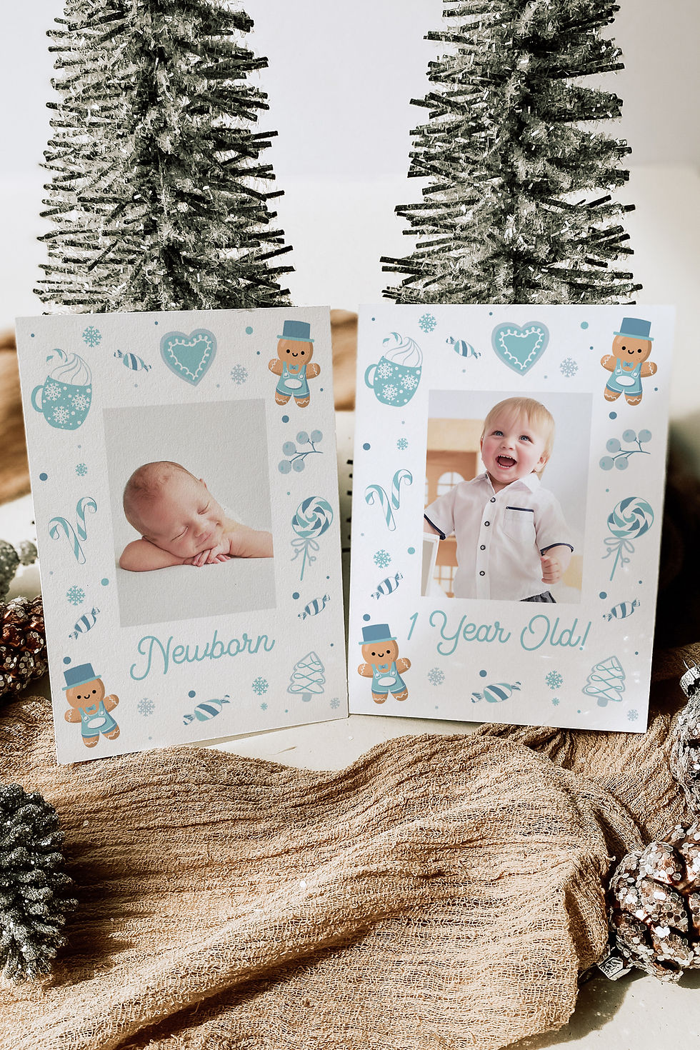 Thumbnail: GINGER | Blue Pastel Holiday Gingerbread Monthly Photo Banner