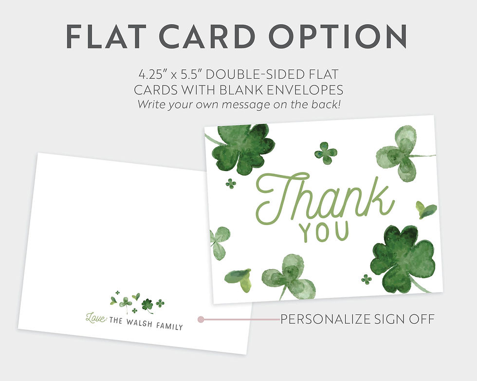 Thumbnail: Muted Green Shamrocks St. Patrick's Day March Thank You Cards