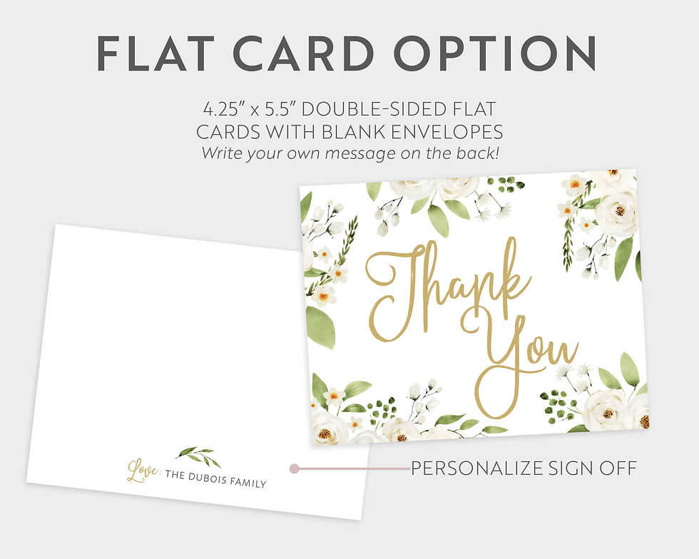 Thumbnail: Greenery and Gold Floral Boho Thank You Card