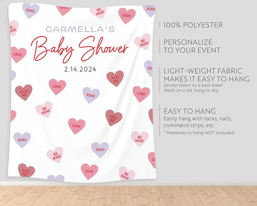 Thumbnail: Pink and Purple Candy Convo Hearts Valentine's Day Party Backdrop