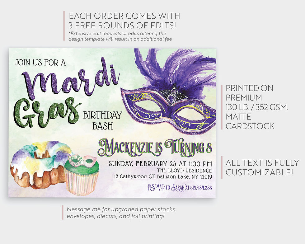 Thumbnail: Mardi Gras Birthday Bash Invitation
