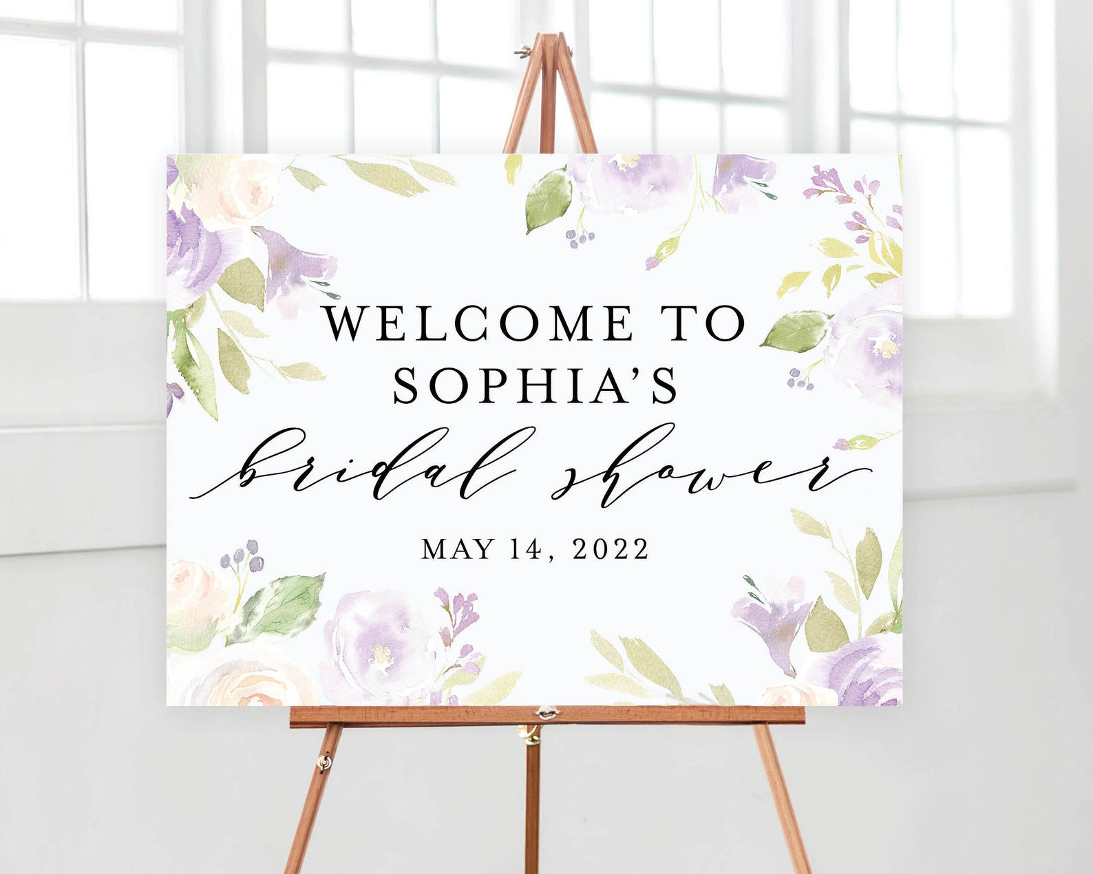 Lavender and Greenery Floral Boho Large Welcome Sign