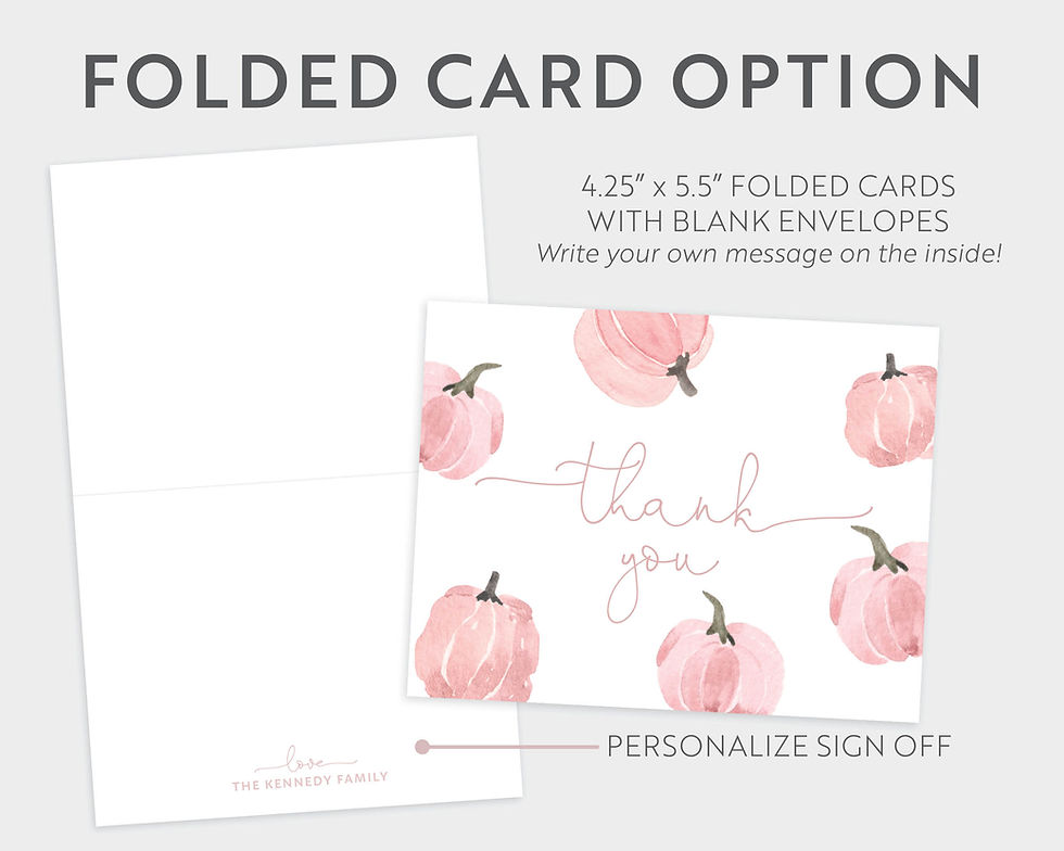 Thumbnail: Blush Pink Scattered Pumpkins Minimal Fall Thank You Cards