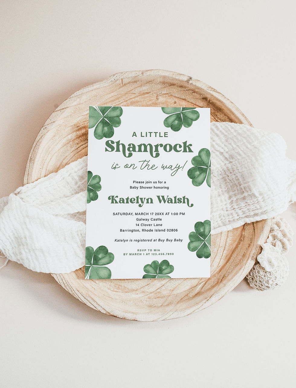 Thumbnail: RORY | Little Shamrock Baby Shower Invitation