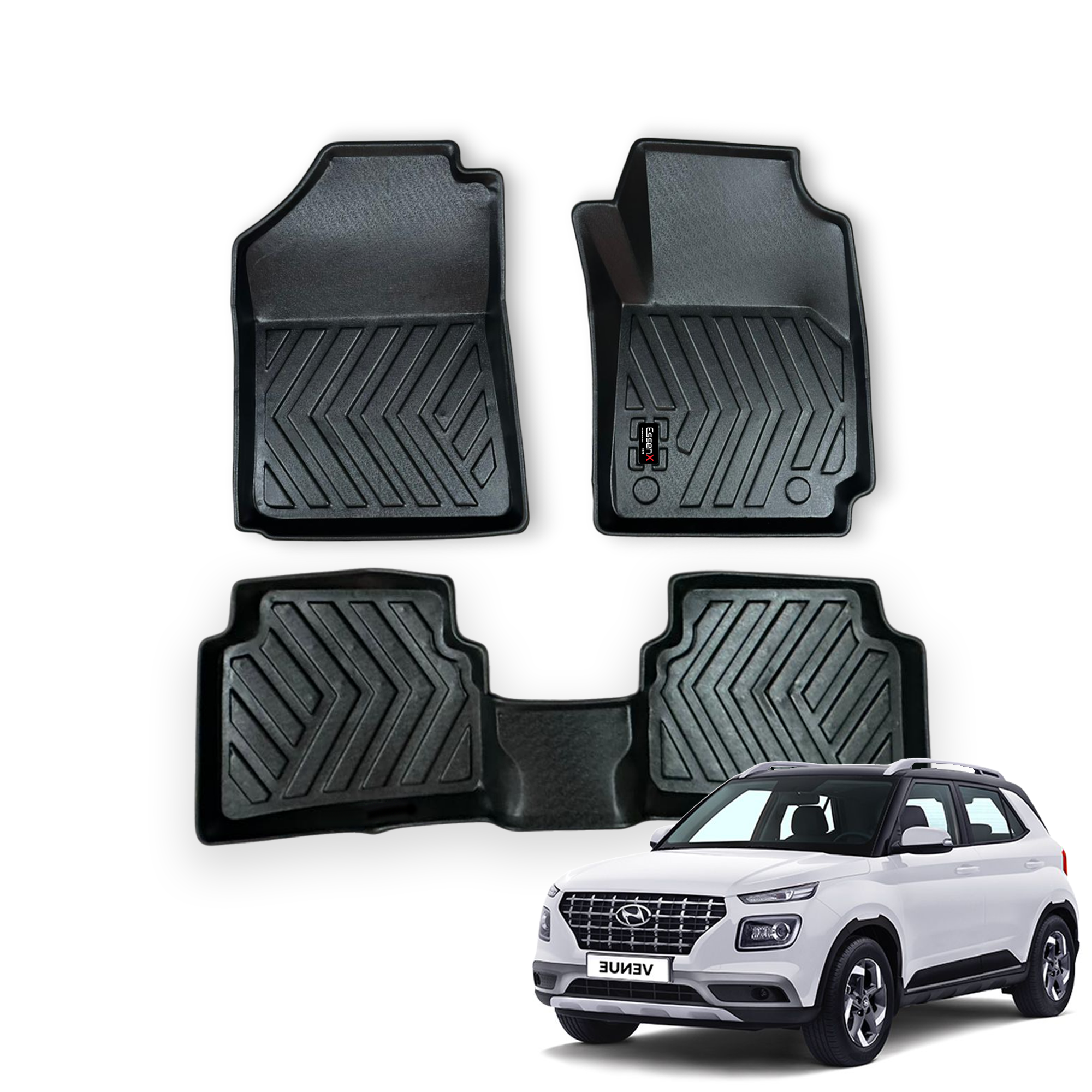 EssenMoto X 5D TPE All-Weather Car Floor Mats (Hyundai Venue 2019-2025)