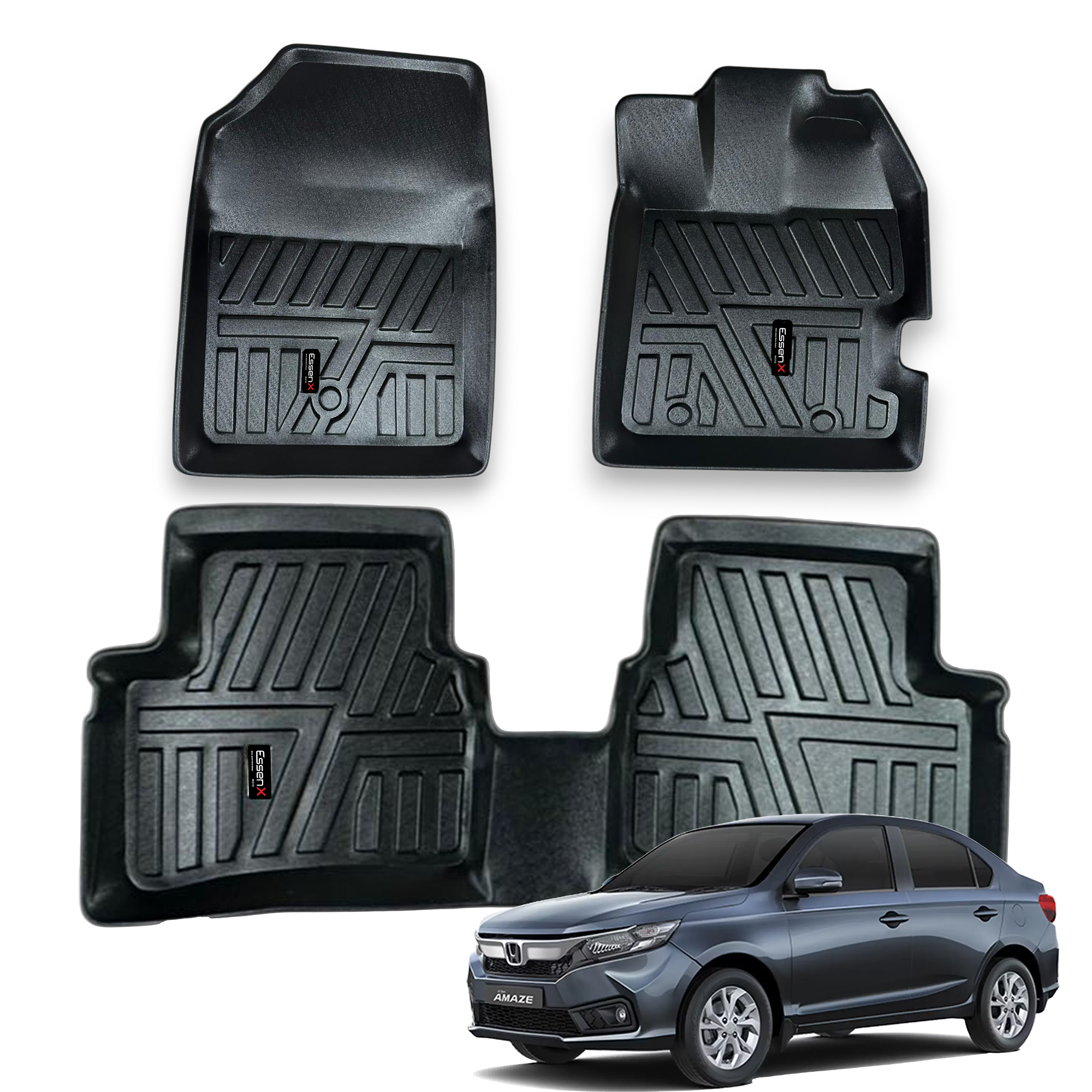 EssenMoto X 5D TPE All-Weather Car Floor Mats (Amaze2018-2023)