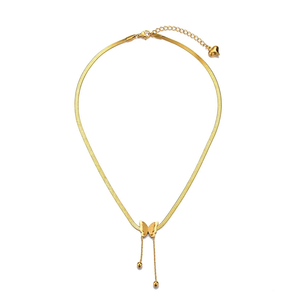 Thumbnail: Vintage Butterfly Necklace Women Golden Stainless Steel Blade Snake Chains Aesth