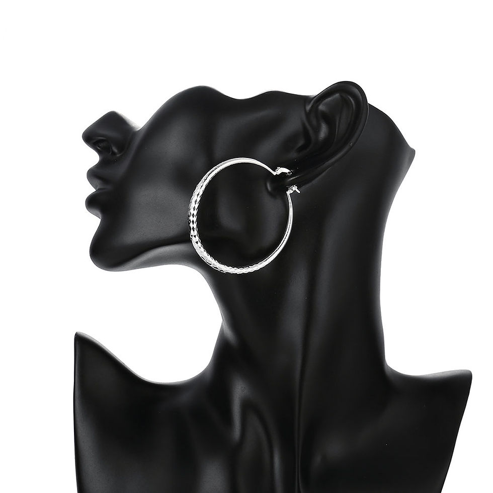Thumbnail: Charms fine 925 Sterling Silver 5CM circle hoop Earrings for Women fashion Prett