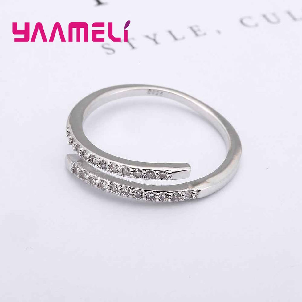 Thumbnail: Beautiful Thin Ring Design for Lady Resizable Jewelry 925 Sterling Silver Color 