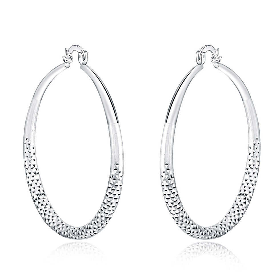 Thumbnail: Charms fine 925 Sterling Silver 5CM circle hoop Earrings for Women fashion Prett