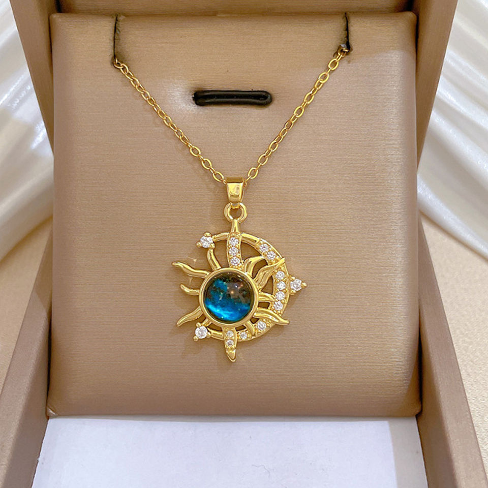 Thumbnail: Light Luxury Titanium Steel Star Series Necklace for Women Gold Color Planet Moo