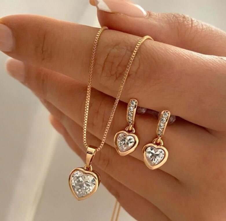 Thumbnail: Fashion Pearl Jewelry Set For Women Dangle Earrings Pendant Necklace Simple Dain
