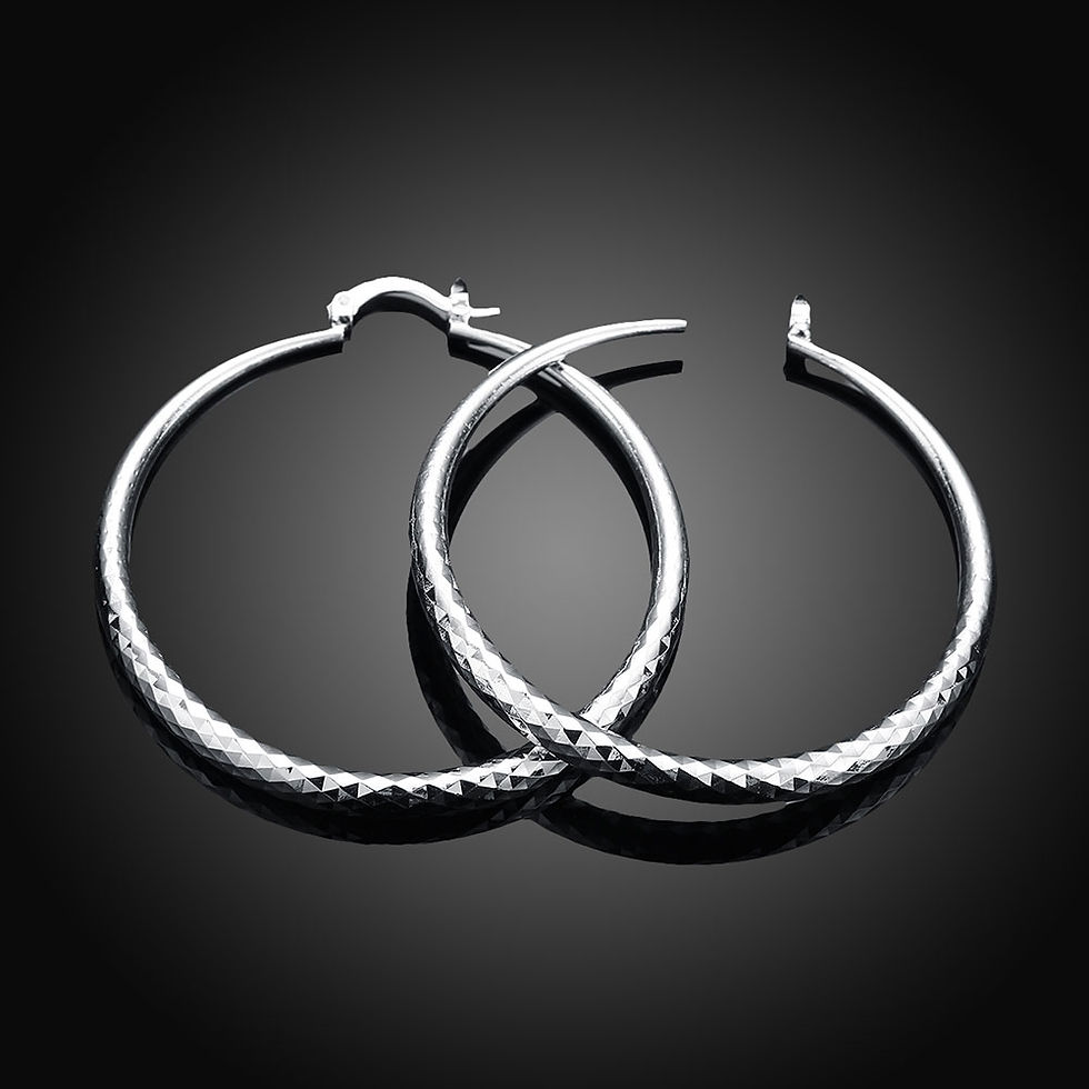 Thumbnail: Charms fine 925 Sterling Silver 5CM circle hoop Earrings for Women fashion Prett