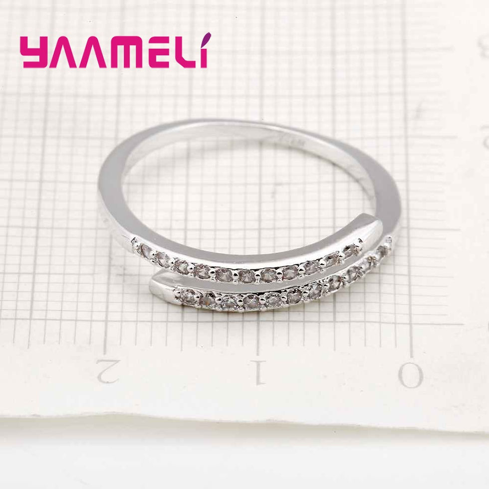 Thumbnail: Beautiful Thin Ring Design for Lady Resizable Jewelry 925 Sterling Silver Color 