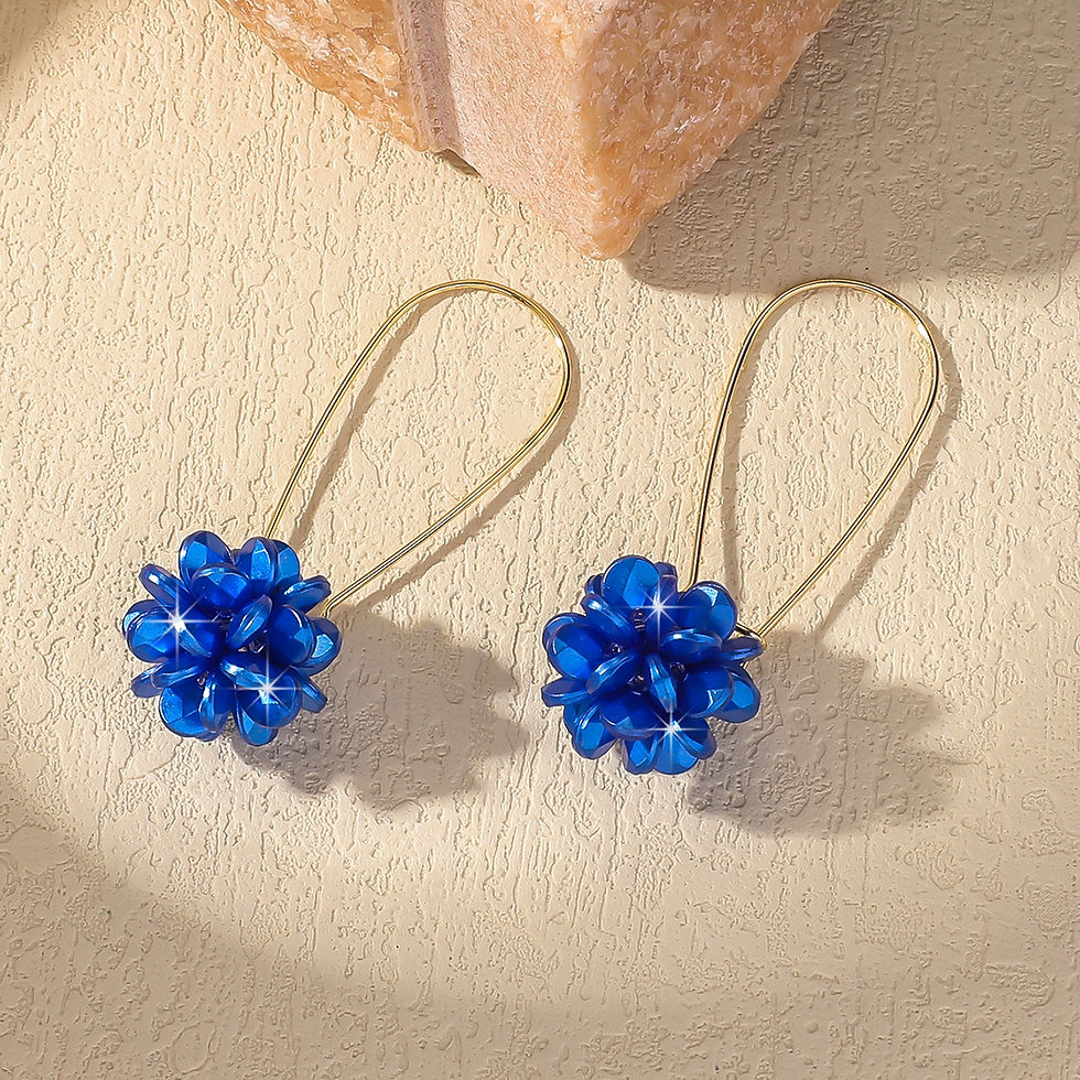 Thumbnail: 2PC Women's Fashion Trend DIY Pearl Petal Ball Earrings Outdoor Travel Carnival 