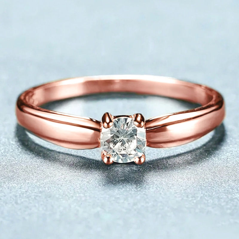 Thumbnail: Huitan Single Round Cubic Zircon Rings for Women Engagement Wedding Band Accesso