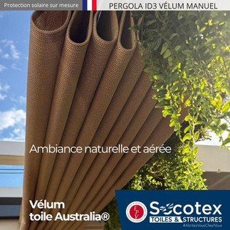 Fabrication sur mesure la pergola ID3 vélum pensée pour vous