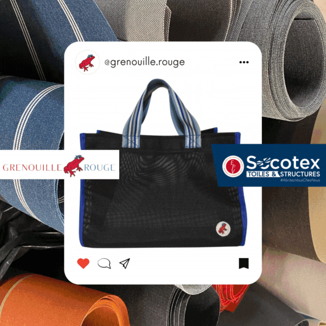 Nos chutes de toiles d’ombrage Socotex deviennent des sacs cabas grâce à notre collab’ avec @LaGrenouilleRouge.