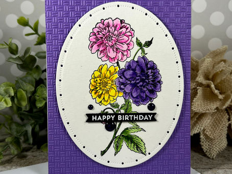 Watercolor Dahlias Happy Birthday