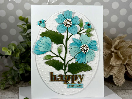 Soft Turquoise Floral Bouquet Happy Birthday