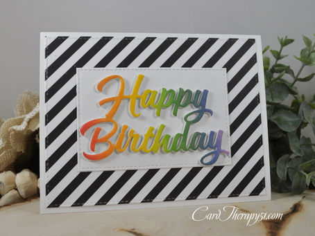 Rainbow Black & White Happy Birthday