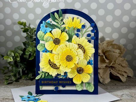 Yellow and Blue Blooms Birthday Wishes