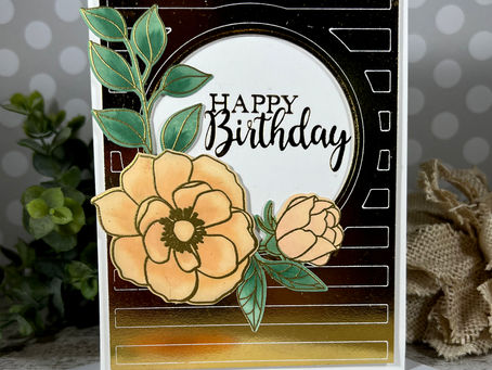 Gold Foil Striped Background Happy Birthday