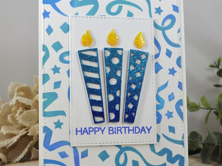 Streamer Background Happy Birthday Candles