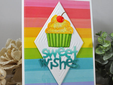 Diamond Background Sweet Wishes Cupcake