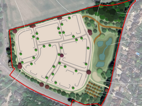 Proposed housing development site layout at Worlds End, Wendover