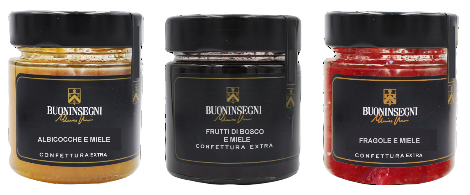 CONF. 3 VASETTI CONFETTURA GUSTI MISTI (Pack of three jam jars mixed flavors)