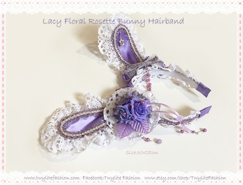 Thumbnail: Lacy Floral Rosette Bunny Hairband