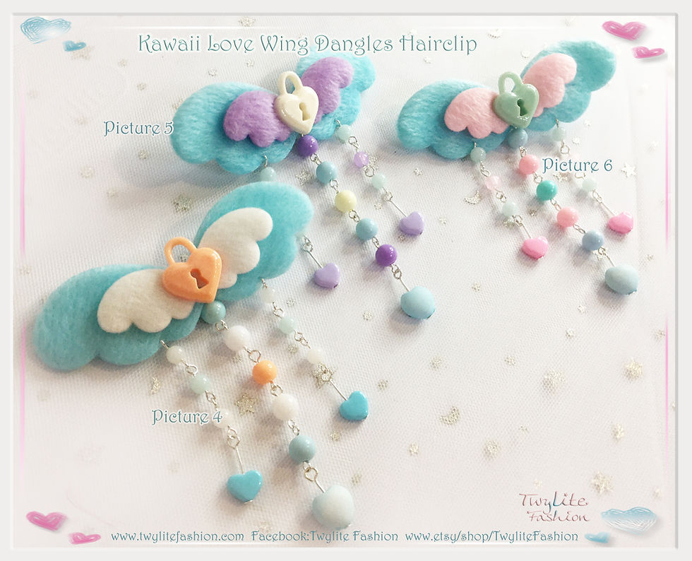 Thumbnail: Kawaii Love Wing Dangles Hairclip-Sweet Lolita/Kawaii/Harajuku Fashion