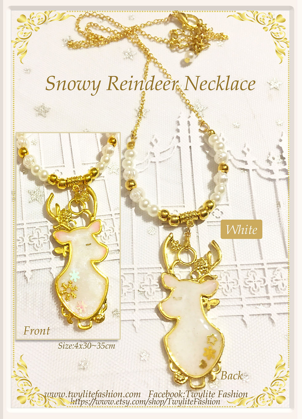 Thumbnail: Snowy Reindeer Necklace