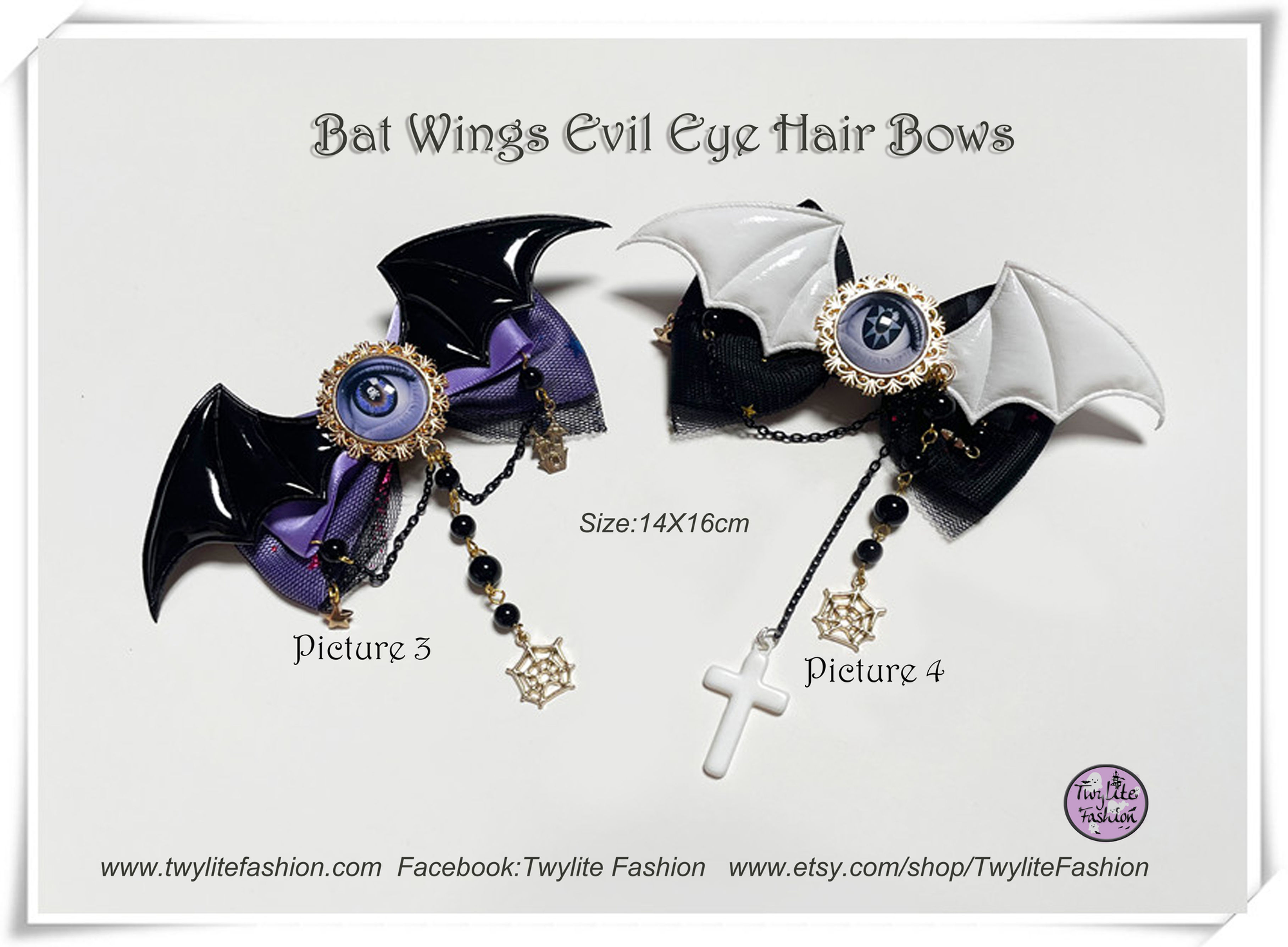 Bat Wings Evil Eye Hair Bows