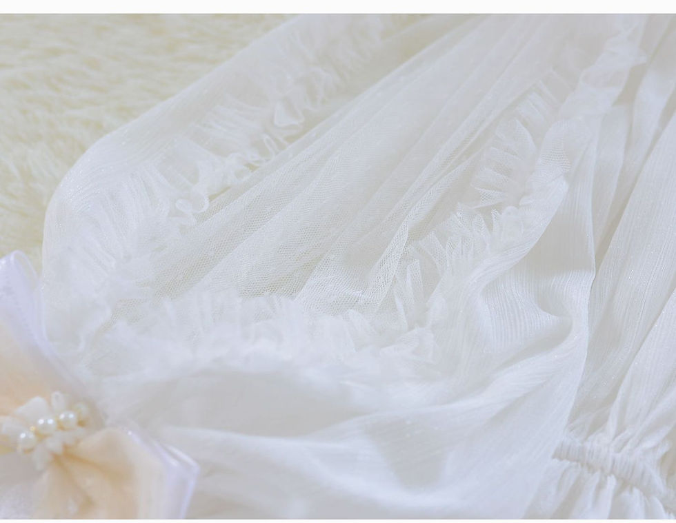 Thumbnail: White Moonlight ◇ Ruffled Dot Yarn Lolita Ji Sleeve Blouse