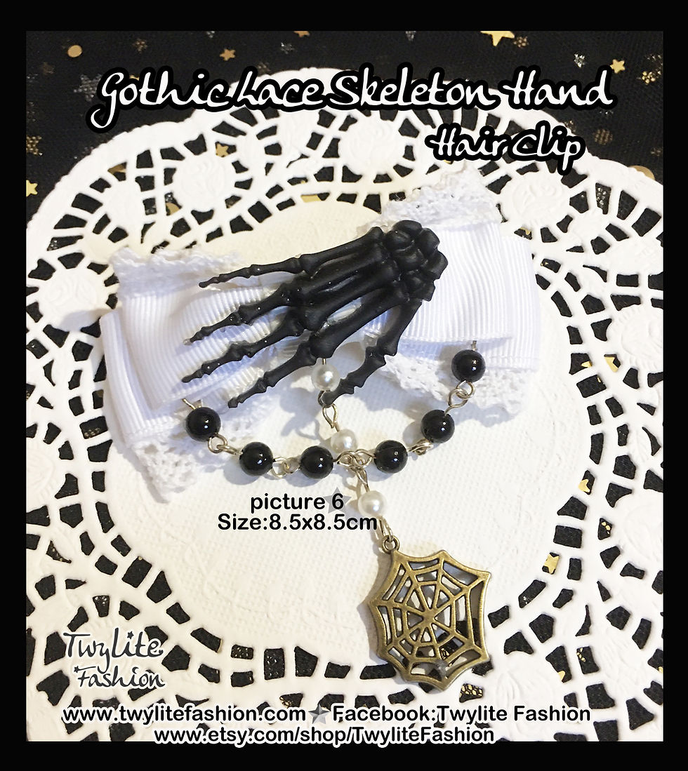 Thumbnail: Gothic Lace Skeleton Hand Hair Clip