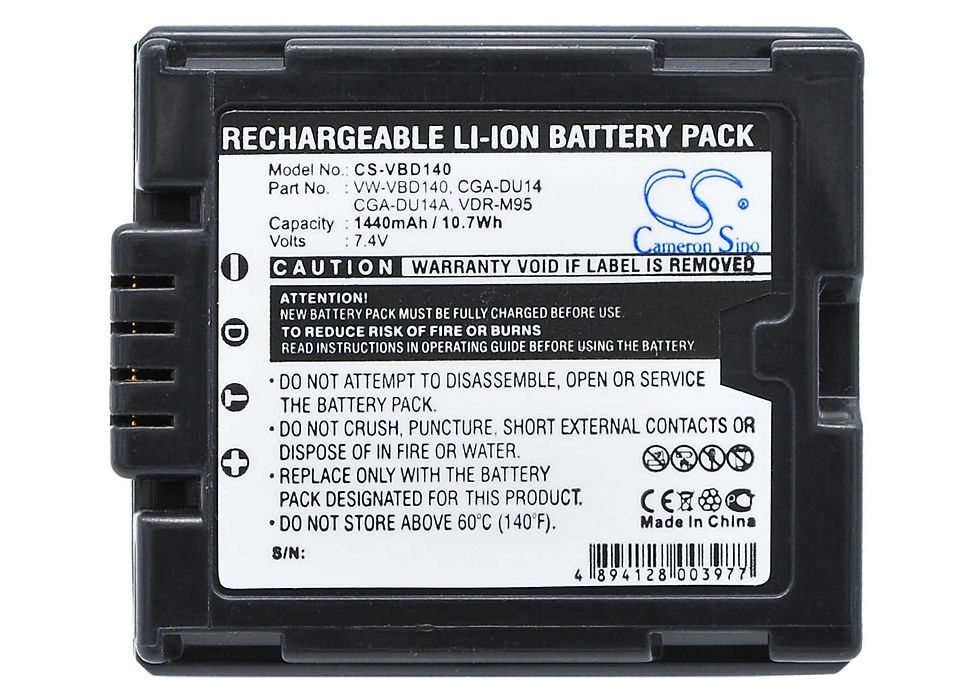 Thumbnail: Panasonic NV-GS60EB-S 1440mAh Replacement Battery