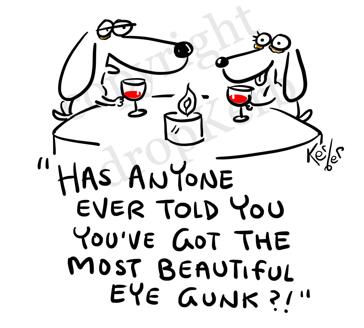 Romantic eyes dog cartoon