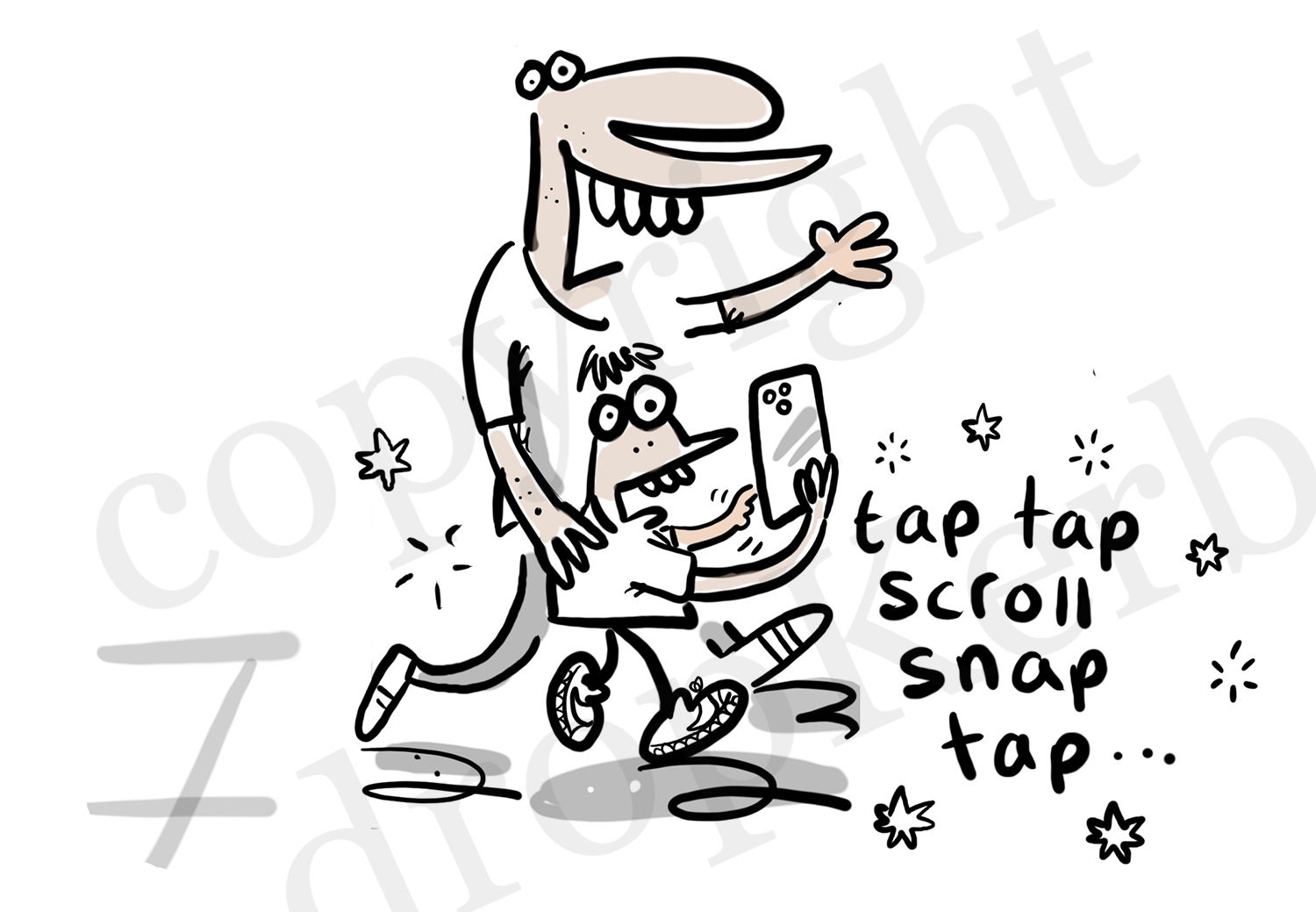 Dad talking, kid scrolling