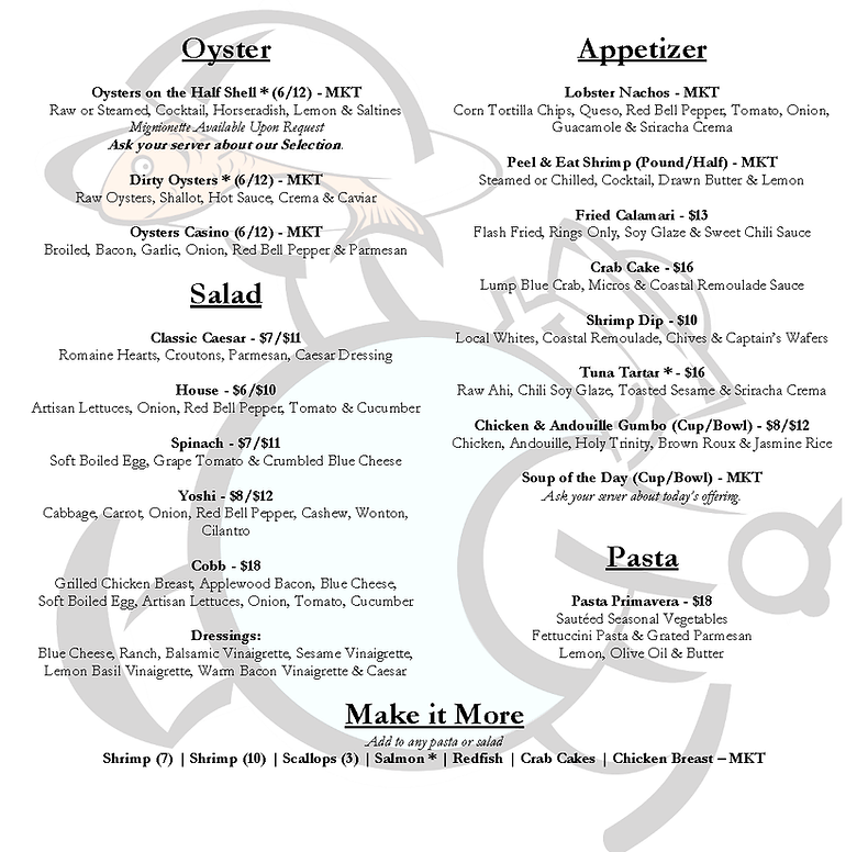 Coastal Kitchen Lunch Menu