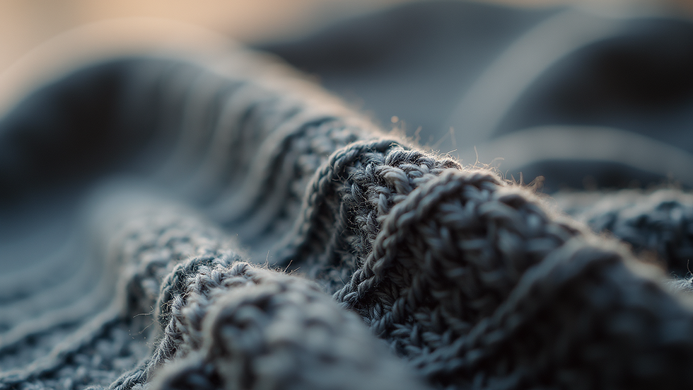 Close-up view of a knitted fabric showcasing intricate patterns