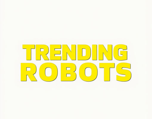 Create Big Yellow Text that says _Trending Robots_ (1_3  frame) with no extra details in t
