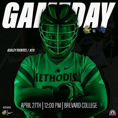 Women's lacrosse player against a black background; Gameday template