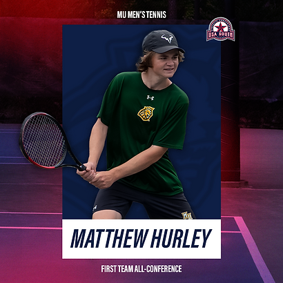 Conference honors featuring a tennis player and red/blue colors