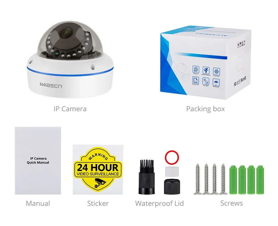 Miniatiūra: MISECU Super HD 5MP 4MP H.265 Surveillance IP POE Camera Microphone Dome Indoor 